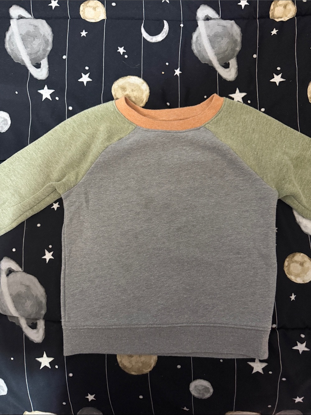 Cat & Jack Kids Colorblock Raglan Sweatshirt - Gray, Green & Orange